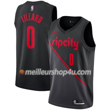 Maillot Basket Homme Portland Trail Blazers Damian Lillard 0 2018-19 Nike City Edition Noir Swingman